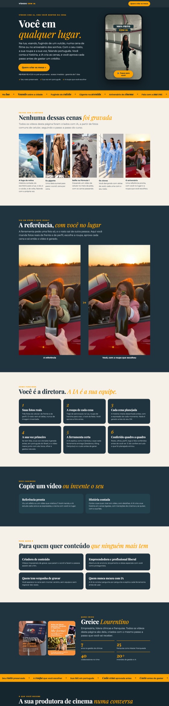 Página de vendas do Vídeos com IA, feita com o método